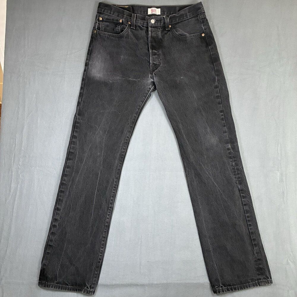 Levis 501 Jeans Men 34x34 Black Denim Straight Leg Button Fly 100% Cotton 90s